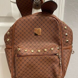 Brown Studded Women's Backpack
